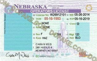 Nebraska Fake ID Template Small