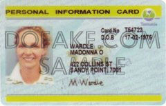 Tasmania Information Card Fake ID